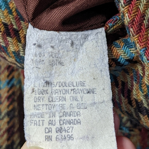 Vintage wool blend brown houndtooth blazer jacket Large - Picture 6 of 12